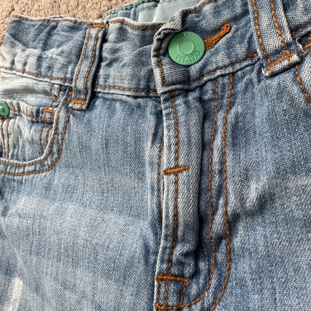 GAP Blue Distressed Straight-Leg Jeans - Picture 2 of 4
